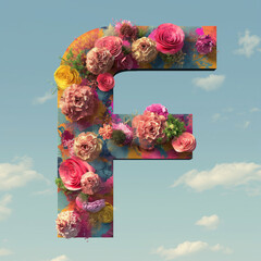 Letter F made of flowers with background 