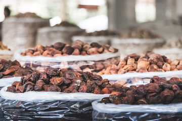 Dried fruits at Siab Bazaar in the ancient city of Samarkand in Uzbekistan, Siyob bozor