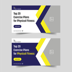 Exercise regimen training using an editable video cover banner, an editable video thumbnail banner, and a vector eps 10 file type