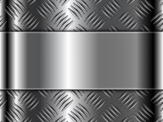 Gardinen Metallic shiny background with technology diamond plate pattern, steel metal lustrous texture as industrial background. © Cobalt