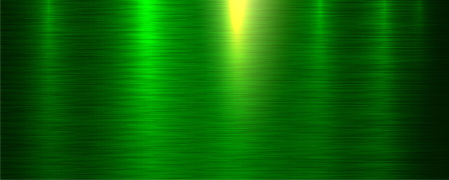 Green brushed metal texture background, shiny lustrous metallic 3d background.
