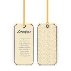 name tags, discount tags, clothing tags, text boxes with a  background 
light brown