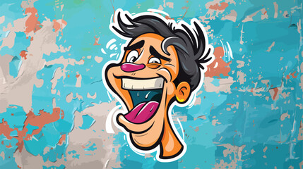 Obraz na płótnie Canvas Distressed sticker of a cartoon man laughing