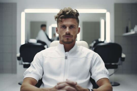 Portrait of a man in a barbershop