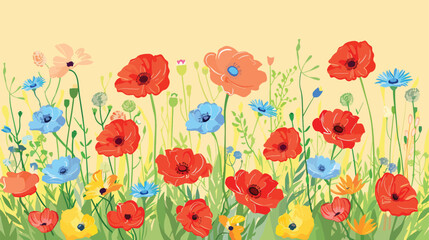 Flowers decor isolated on color background illustration