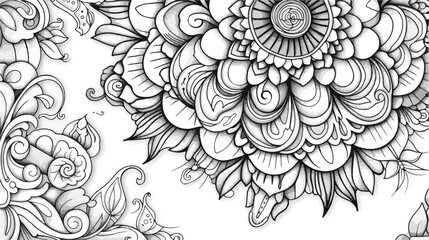 Mandala Coloring Illustration white background isolated