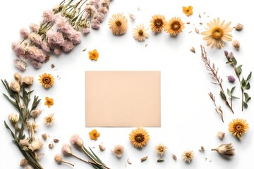 framework for invitation or congratulation, yellow flower with white background 