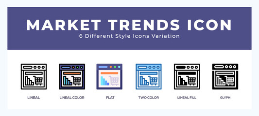 Obraz premium Market trends pack of icons. vector illustration.