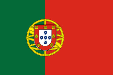 Illustration of red, green and yellow national flag of Southern European country of Portugal. Illustration made February 2nd, 2024, Zurich, Switzerland.