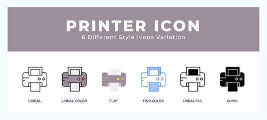 Printer vector icon. with different styles vector illustration.