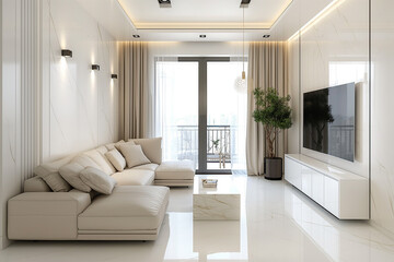 modern living room in light colors