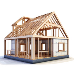 House frame under construction - isolated 3d illustr