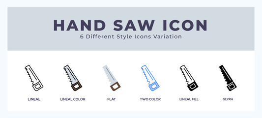 Hand saw icon for websites and apps. vector illustration - obrazy, fototapety, plakaty