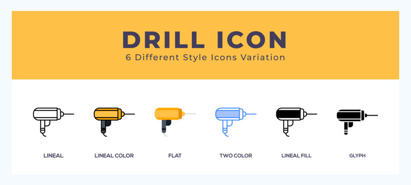 Drill icon symbol. logo illustration with different styles