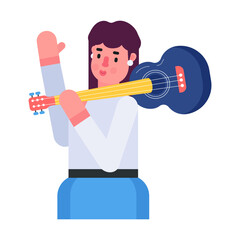 Handy flat icon of guitar player 