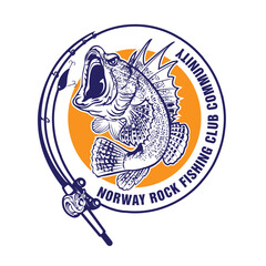 Red rock Cod sea fish vector illustration, perfect for fishing club logo and t shirt design