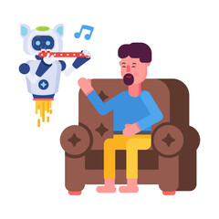 Premium flat icon of a robot musician 