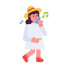 Ready to use flat icon of harmonica music 