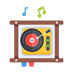 Here’s a flat icon of vinyl player 