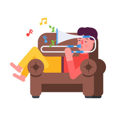 Check out flat icon of a trombonist 