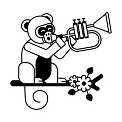 Grab this glyph icon of monkey trumpet 