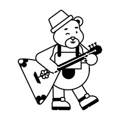 A glyph icon of bear playing balalaika