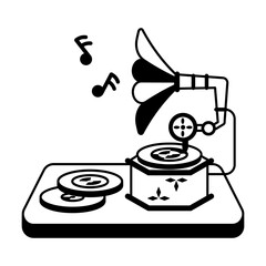 Easy to edit glyph icon of gramophone 