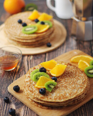 Crepes or bliny with fruit