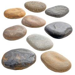 Fototapeta na wymiar Assorted Pebbles Collection Isolated on transparent 