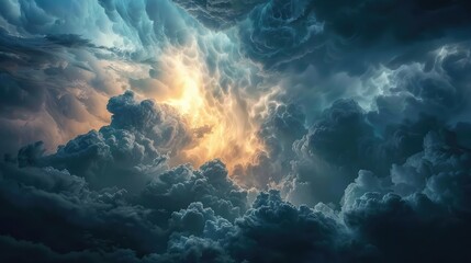 Fototapeta na wymiar Light in the Dark and Dramatic Storm Clouds