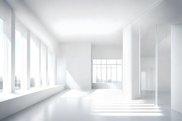 empty white room with windows