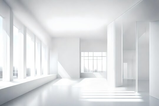 empty white room with windows
