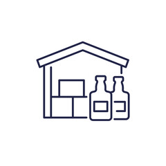 Alcohol warehouse line icon on white