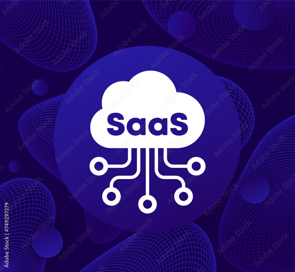 Poster saas icon with a cloud, software as a service vector