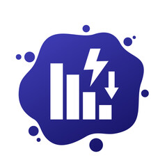 power consumption reduction icon, vector