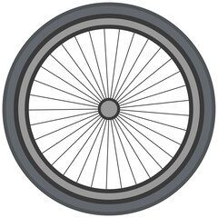 Fototapeta premium Flat icon of bicycle wheel isolated on white background.