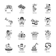 Collection of Music Vibes Glyph Icons

