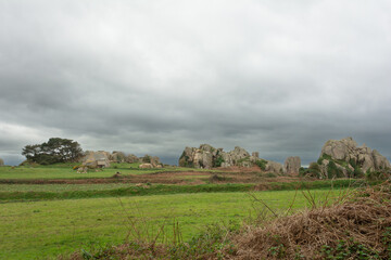 Joli paysage de mer &agrave; Plougrescant en Bretagne-France