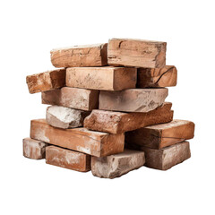  Stack of bricks isolated on transparent background. ai