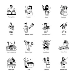 Modern Glyph Icons Depicting Classic Musicians 



