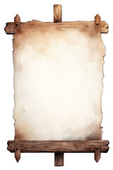 blank wooden sign, watercolour, isolated white background сreated with Generative Ai