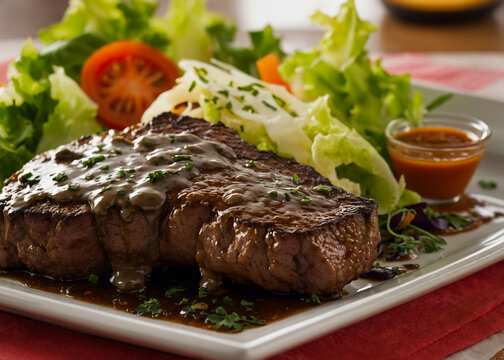 chuleton con ensalada