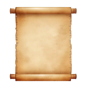  Old manuscript scroll isolated on transparent background. Generative AI.