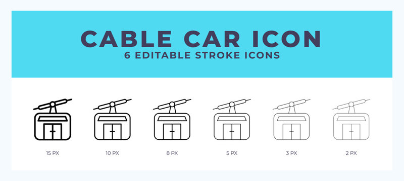 Cable car stroke icon for web. Mobile apps and ui.