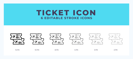 Ticket icon illustration vector with editable stroke.