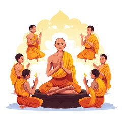Lord of Buddha sermon to five ascetics - obrazy, fototapety, plakaty