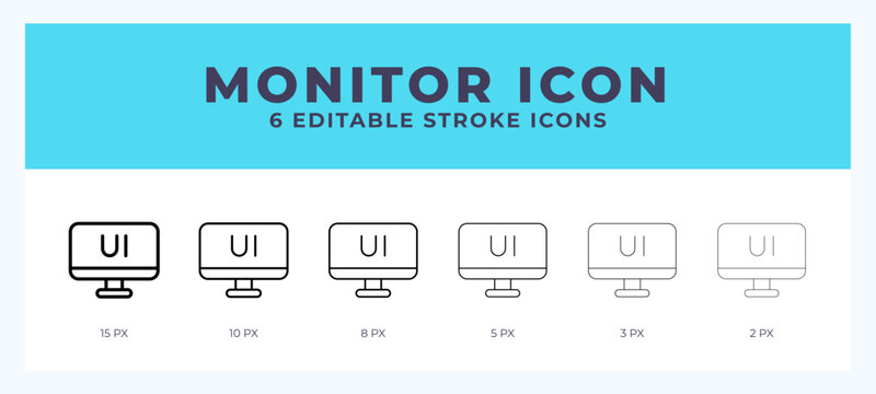 Monitor line icon. Vector icon symbol. Logo illustration. Editable line icon.