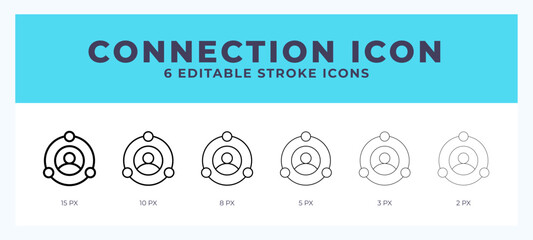 Connection icon with editable stroke. Outline icon vector illustration.