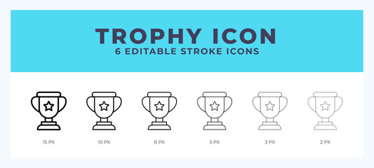 Trophy icon with different stroke. Vector illustration.