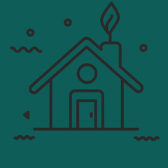 House with smoke from the chimney linear icon. Sustainable development. Eco friendly real estate. . Contour symbol. Vector isolated outline drawing. 
